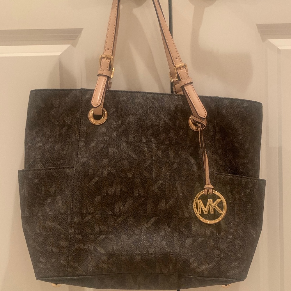 Michael Kors Jet Set Monogram Tote Brown